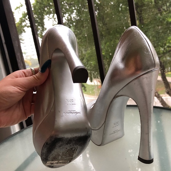 Bell heel silver pumps st. Laurent in great shape - Picture 4 of 6